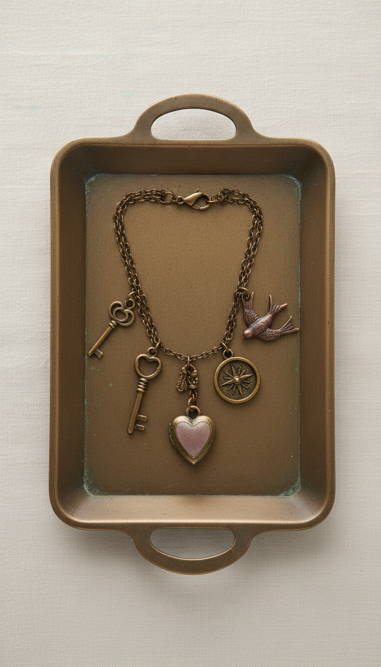 Vintage Charm Necklace With Mixed Metals