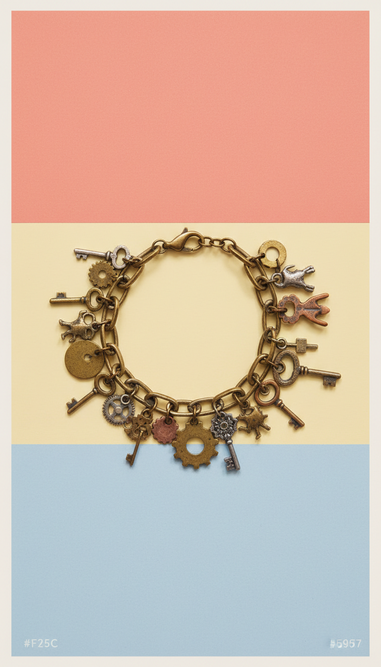Mixed Metal Vintage Charm Bracelet